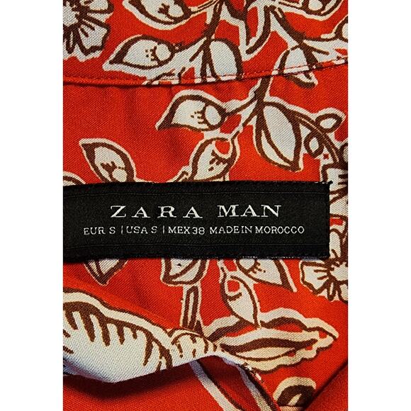 Zara Man Button Front Shirt Floral Size S - Picture 4 of 5